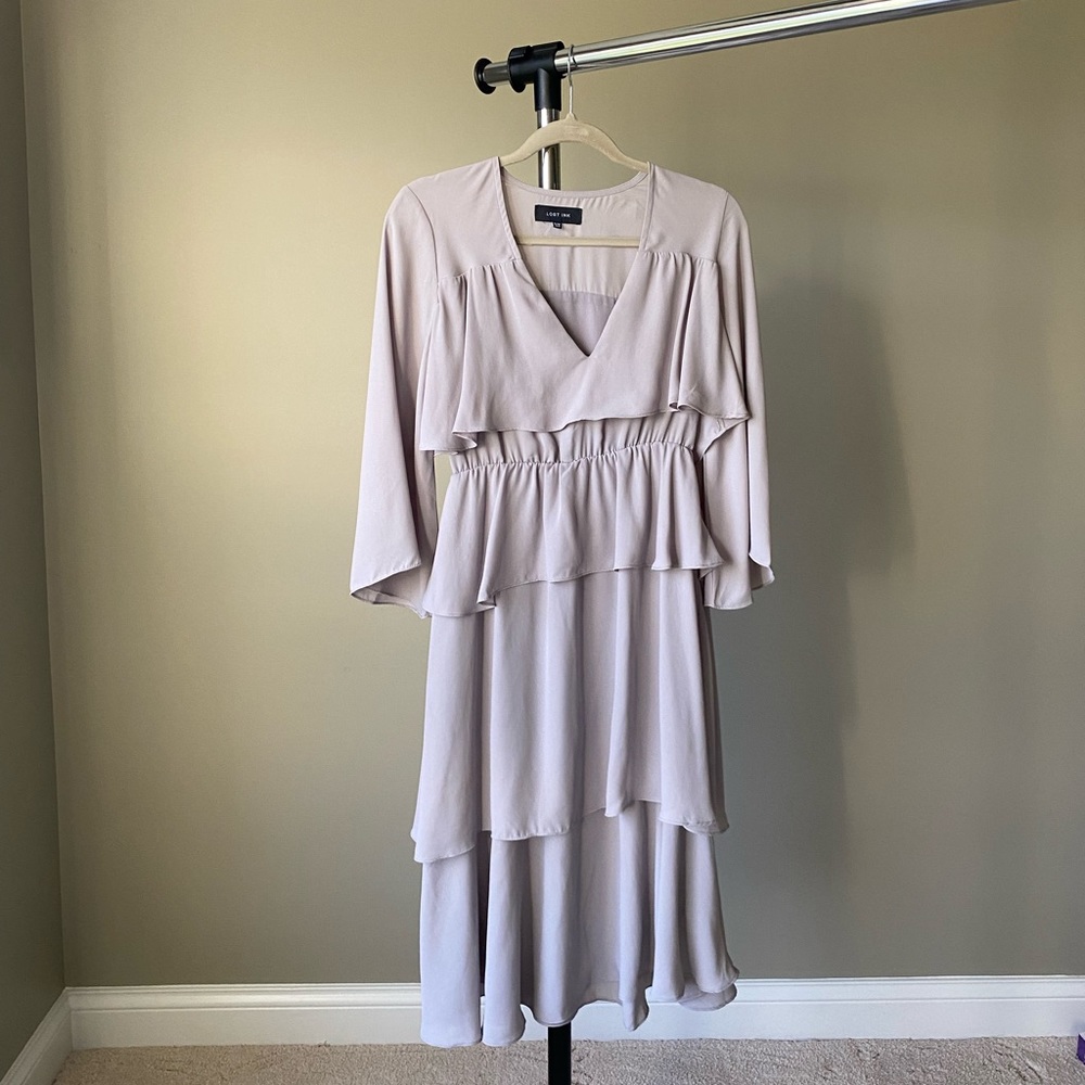 Lilac Frill Midi Dress